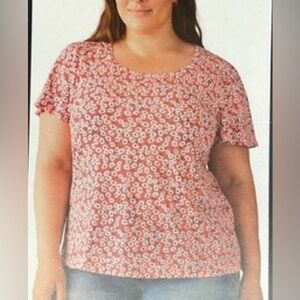 Lucky Brand size XL red floral printed short sleeve top NWT